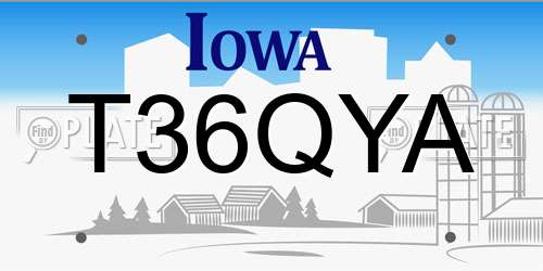 T36QYA Iowa License Plate