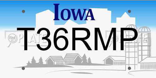 T36RMP Iowa License Plate