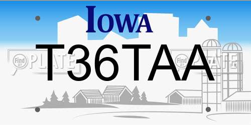T36TAA Iowa License Plate