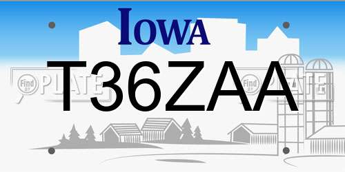 T36ZAA Iowa License Plate