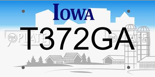 T372GA Iowa License Plate