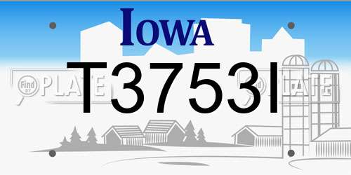 T3753I Iowa License Plate