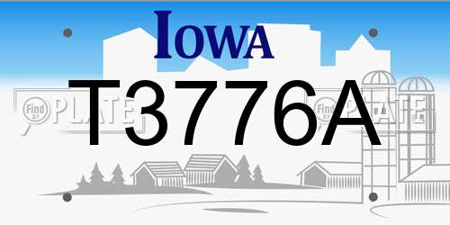 T3776A Iowa License Plate