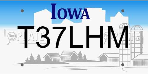 T37LHM Iowa License Plate
