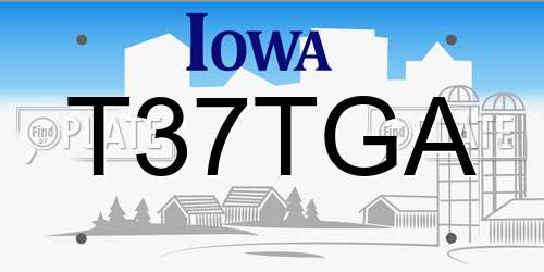 T37TGA Iowa License Plate
