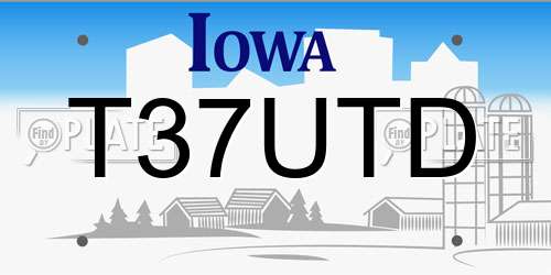 T37UTD Iowa License Plate