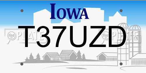 T37UZD Iowa License Plate