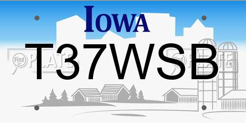 T37WSB Iowa License Plate