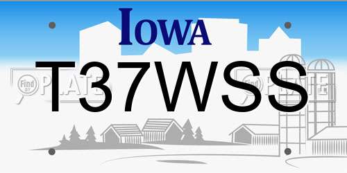 T37WSS Iowa License Plate