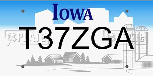 T37ZGA Iowa License Plate