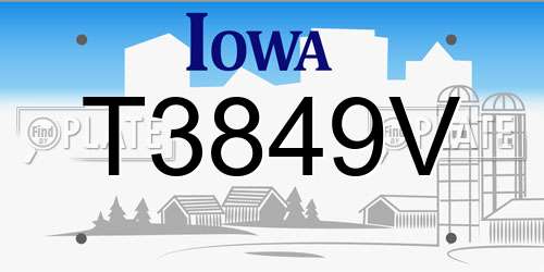 T3849V Iowa License Plate