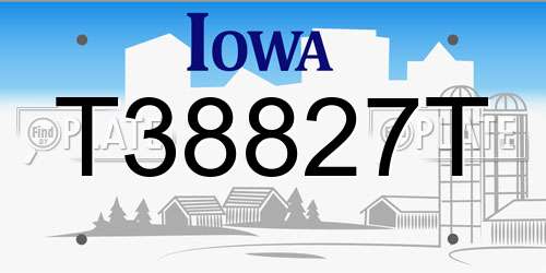 T38827T Iowa License Plate