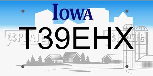T39EHX Iowa License Plate