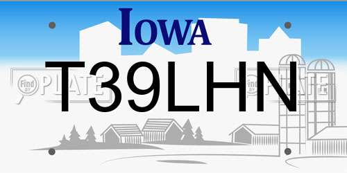 T39LHN Iowa License Plate