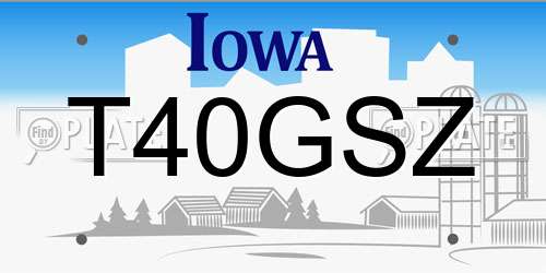 T40GSZ Iowa License Plate