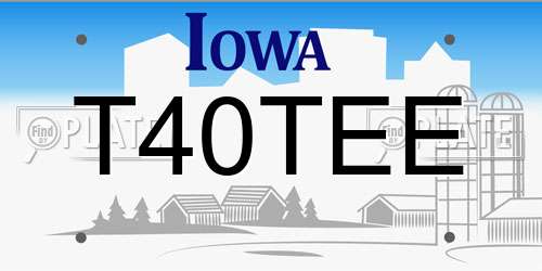 T40TEE Iowa License Plate