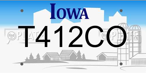 T412CO Iowa License Plate