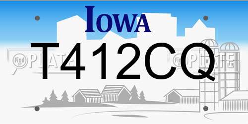 T412CQ Iowa License Plate