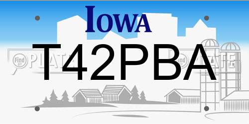 T42PBA Iowa License Plate