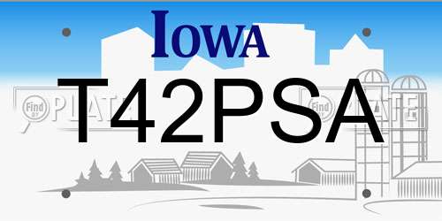 T42PSA Iowa License Plate
