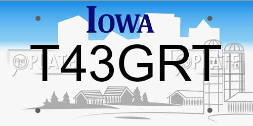 T43GRT Iowa License Plate