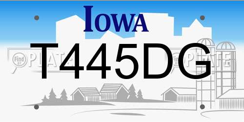 T445DG Iowa License Plate