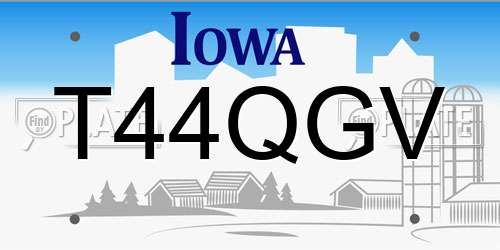T44QGV Iowa License Plate