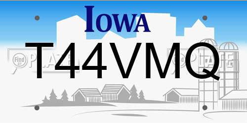 T44VMQ Iowa License Plate