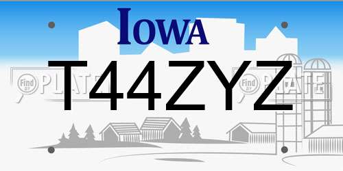 T44ZYZ Iowa License Plate
