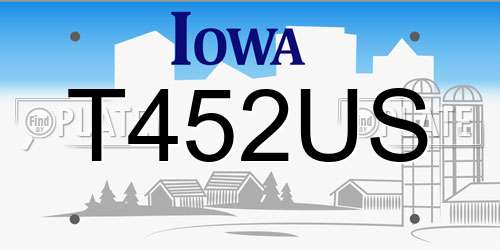 T452US Iowa License Plate