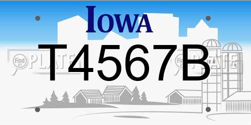 T4567B Iowa License Plate