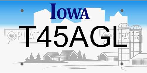 T45AGL Iowa License Plate