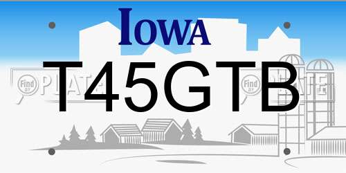 T45GTB Iowa License Plate