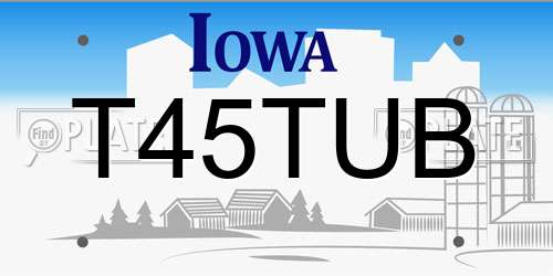 T45TUB Iowa License Plate