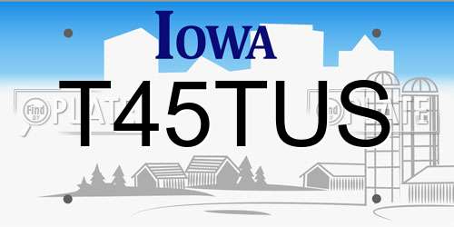 T45TUS Iowa License Plate