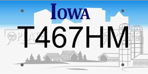 T467HM Iowa License Plate