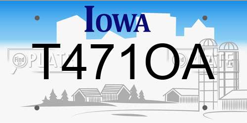 T471OA Iowa License Plate