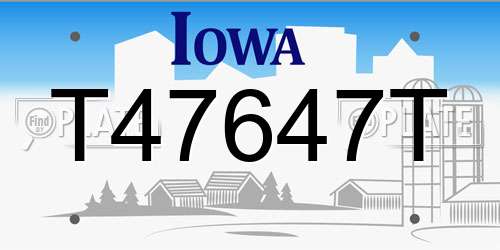 T47647T Iowa License Plate