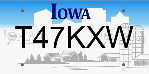 T47KXW Iowa License Plate