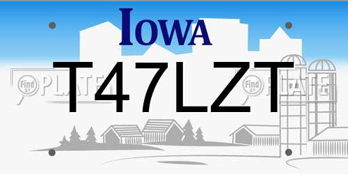 T47LZT Iowa License Plate