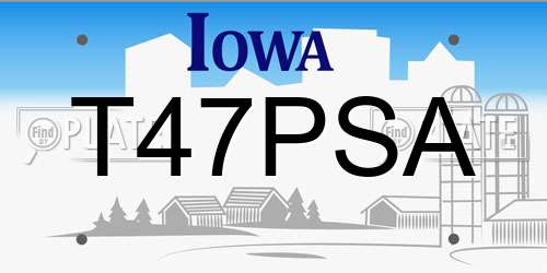 T47PSA Iowa License Plate