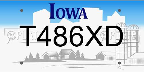 T486XD Iowa License Plate