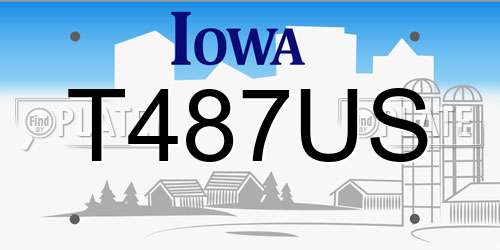 T487US Iowa License Plate