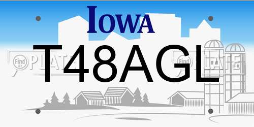 T48AGL Iowa License Plate