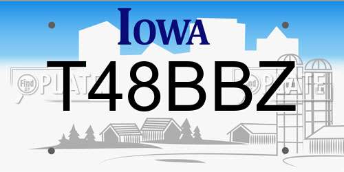 T48BBZ Iowa License Plate