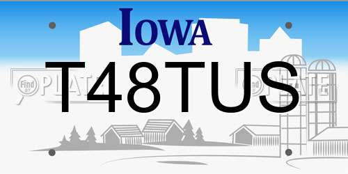 T48TUS Iowa License Plate