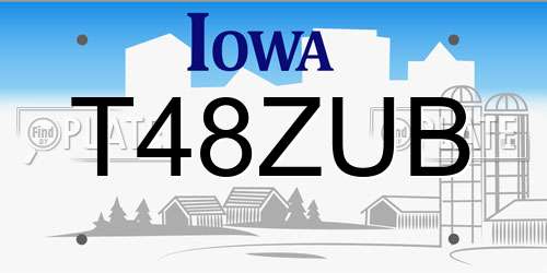 T48ZUB Iowa License Plate