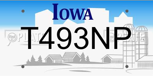 T493NP Iowa License Plate