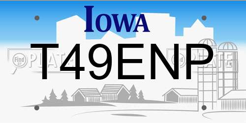 T49ENP Iowa License Plate