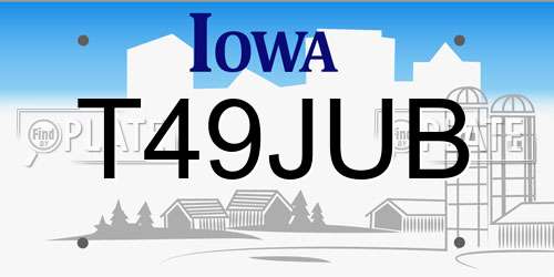 T49JUB Iowa License Plate